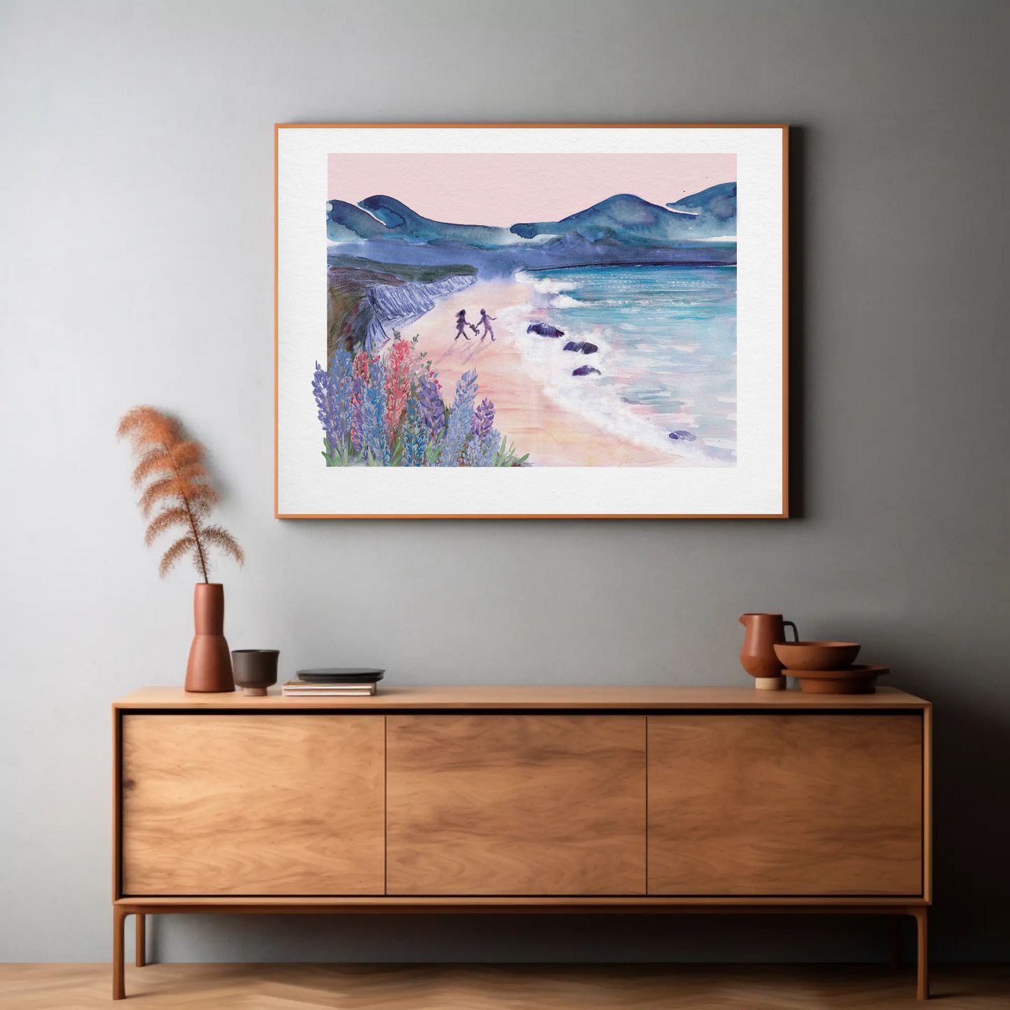 Fine art print of family on a Beach (customisable!) 30 by 40 inches (poster size, 76cm by 101cm))