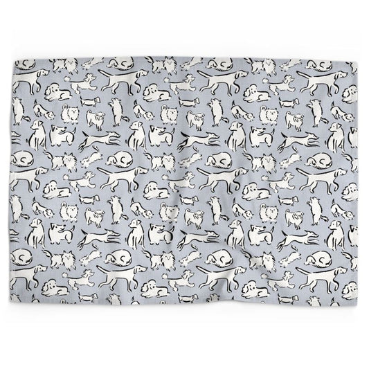 Dogs of all kinds cotton linen tea towel, grey background