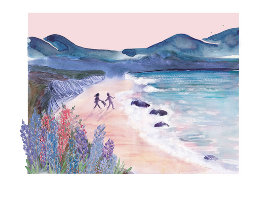 Fine art print of family on a Beach (customisable!) 30 by 40 inches (poster size, 76cm by 101cm))