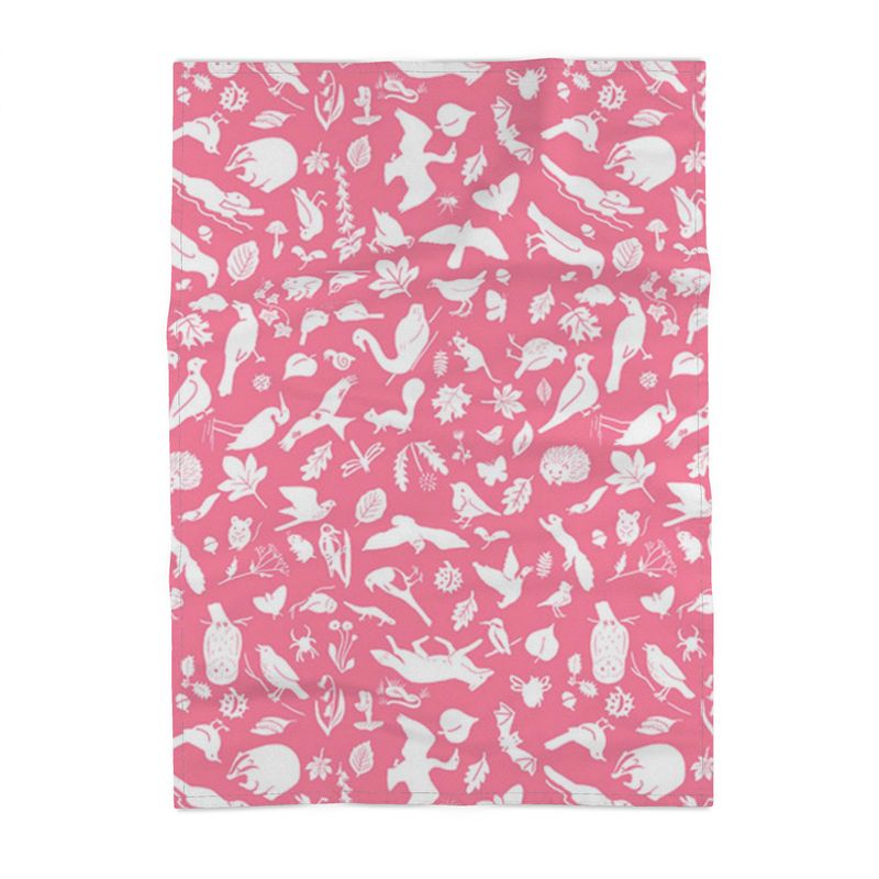 White on pink Urban Wildlife Tea Towel