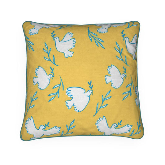 Bright yellow and green peace doves